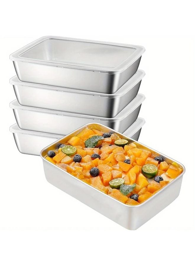 6 Pack Stainless Steel Stackable Salad Bowls With Lids For Food Storage - Image 1